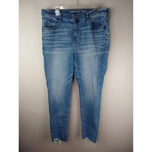 American Eagle Next Level Stretch Temp Tech Hi Rise Jegging 18 Reg Light Wash...